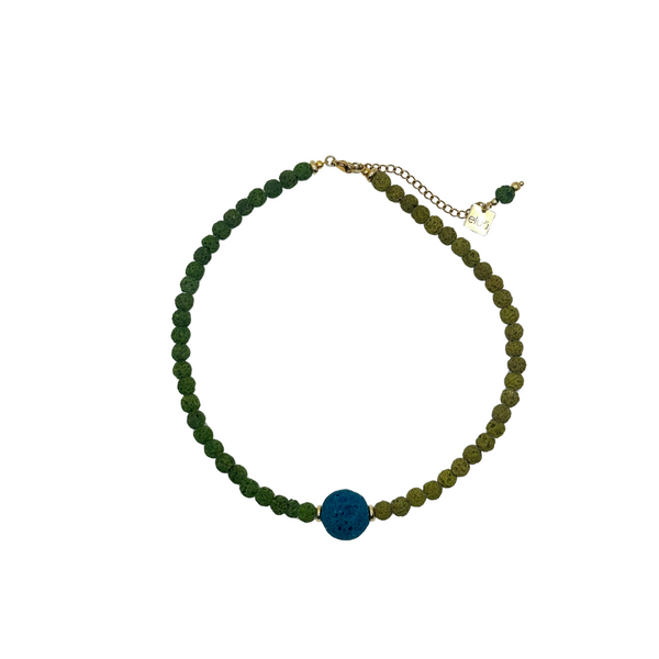 Round Blue and green Volcanica necklace