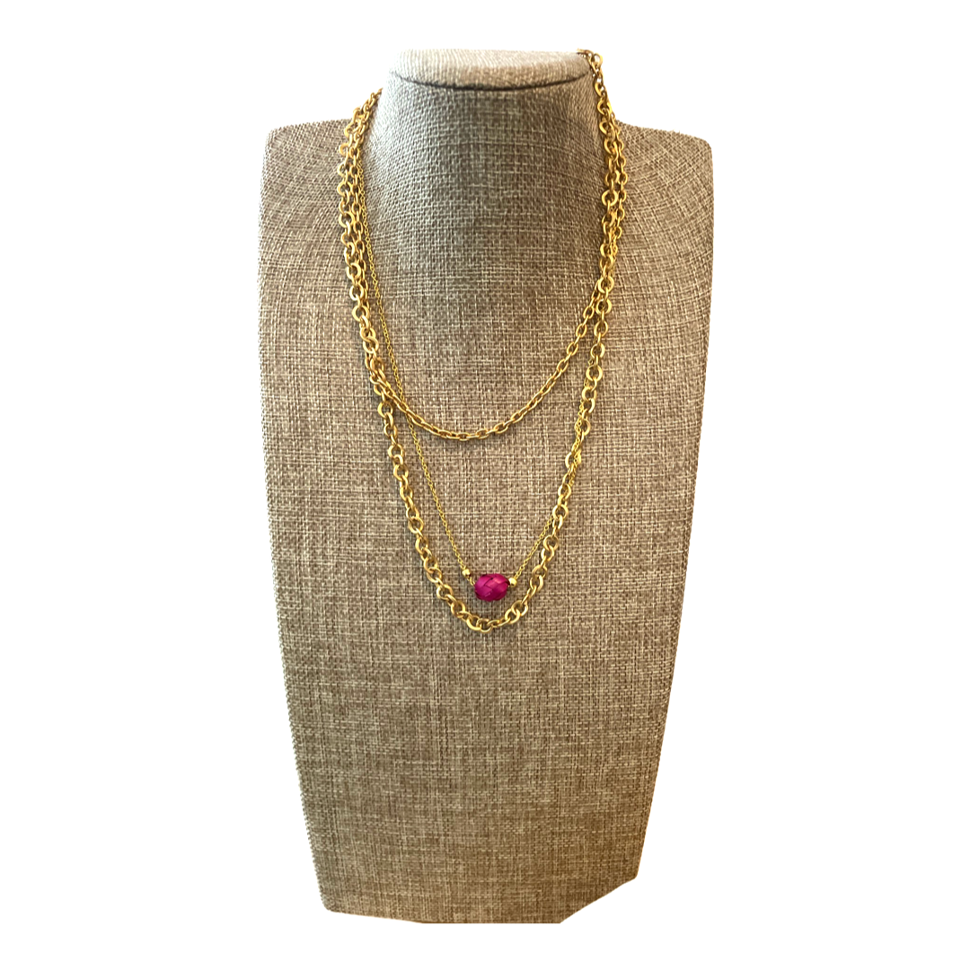 Palma Layered Chains with Fuchsia Palm Bead