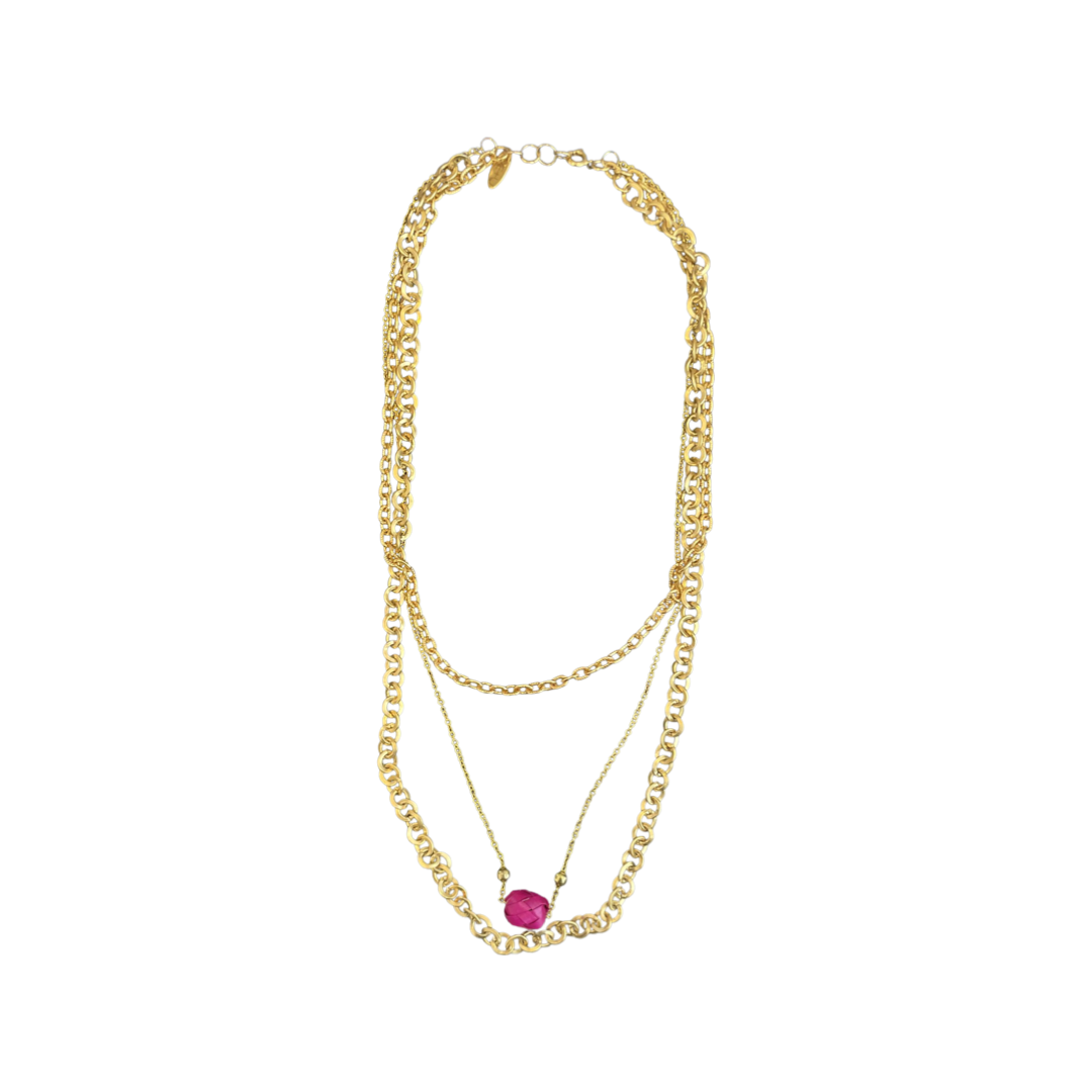 Palma Layered Chains with Fuchsia Palm Bead